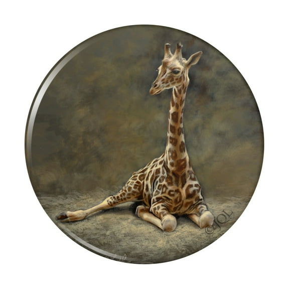 Young Baby Giraffe Sitting Kitchen Refrigerator Locker Button Magnet