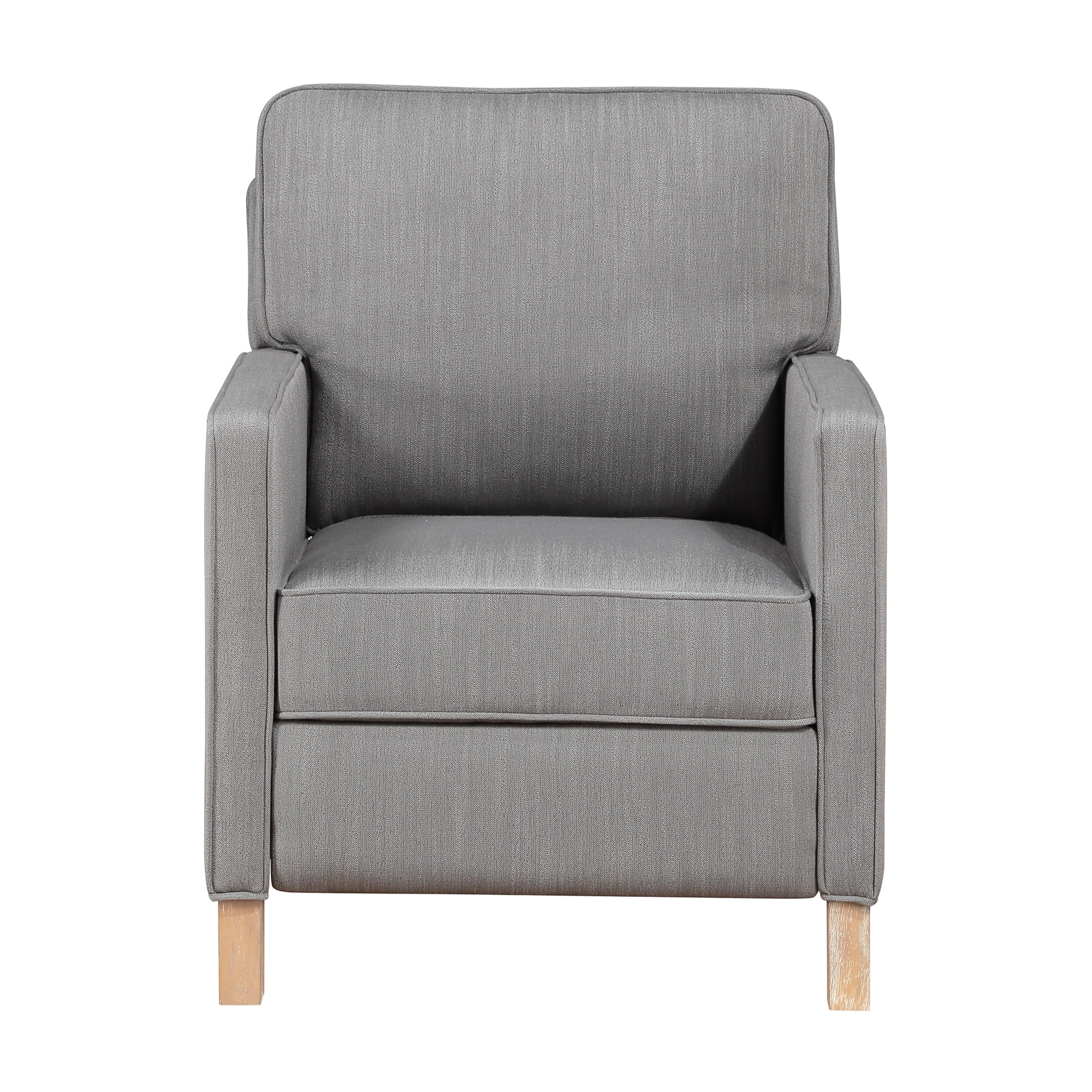 JERFIT Gray Fabric Recliner Chair, Traditional Push Back Reclining Armchair with Solid Wood Frame and Cushioned Seat for Living Room