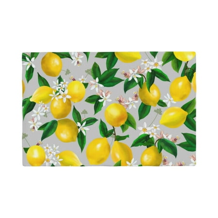 

Table Placemats Set of 6 - Lemon1 12x18 In Faux Linen Double Heat Resistant Place Mats Cloth Indoor/Outdoor Placemats Washable Table Mats for Dining Kitchen Party