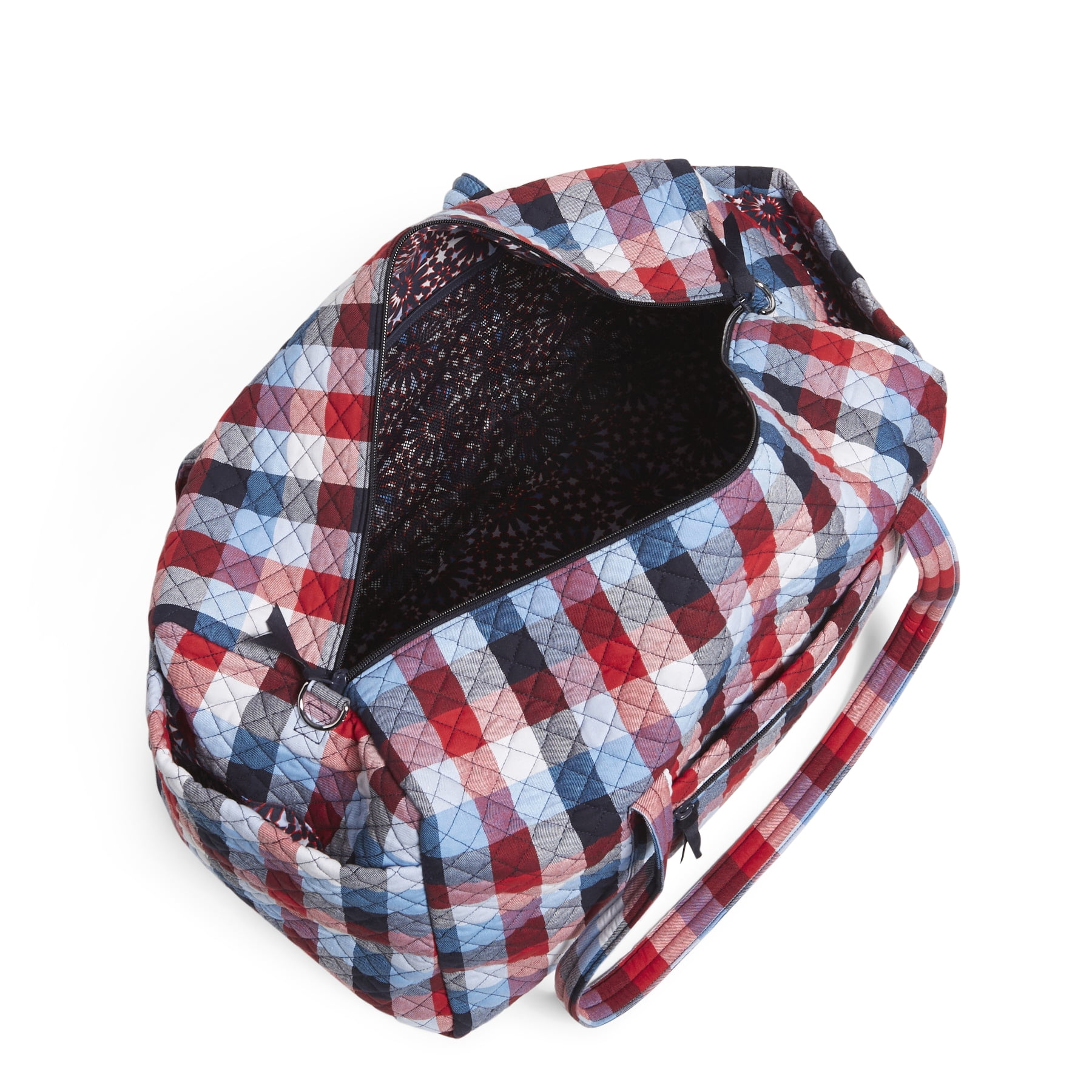 Vera Bradley Women's Recycled Cotton Large Travel Duffel Bag Patriotic Plaid