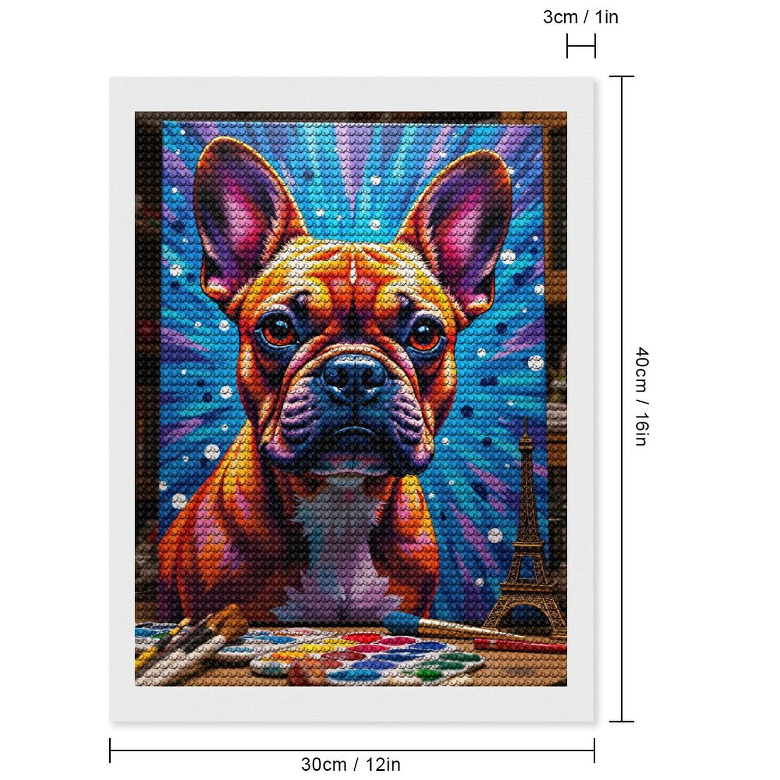 Diamond Art Kits for Adults, Colorful Dog Art Canvas Painting 5D Diamond Painting Kits for Adults Beginners, DIY Full Drill Diamond Painting, Gem Art and Crafts 12x16