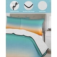 thumbnail image 4 of Quilts Twin Size Bedding Set, Orange Teal Ombre Lightweight Quilted Comforter, Gradient Abstract Modern Art Soft Reversible Bedspread Coverlet with Pillow Covers for All Season, 68" x 86", 4 of 7