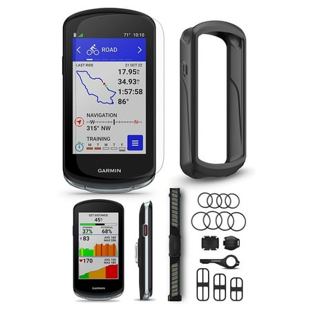Garmin Edge 1040 GPS Bike Computer Bundle with HRM, Speed & Cadence Sensor, PlayBetter Tempered Glass Screen, Black Case & Tether | Cycling GPS Computer with VO2 Max, Maps