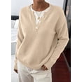 thumbnail image 3 of DOKOTOO Women's Long Sleeve Knit Sweater Top Crew Neck Lightweight Sweaters Layered Button Detail Pullover Shirt for Work Office S-2XL, 3 of 10