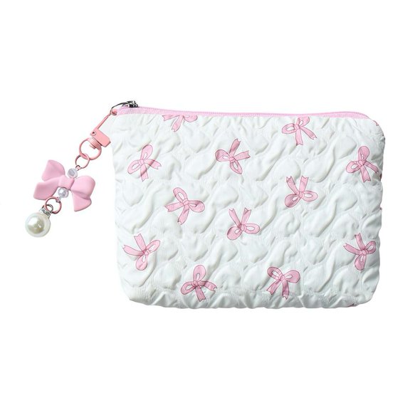 Lttoisl® White bow lazy storage bag portable travel cosmetic bag- P0K9