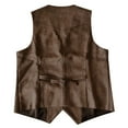 thumbnail image 3 of Men's Suede Leather Vest Gentleman Retro V Neck Pocket Button Tank Top Stylish Casual Wear Mens Casual Crew Neck Basic Tees, 3 of 5