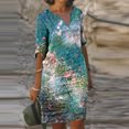 thumbnail image 1 of Robe d'Été pour Femmes 2024 Mode Grande Taille Ample Décontractée Col en V Imprimée Manches Courtes Robes 50 % de Réduction Liquidation!, 1 of 5