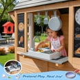 thumbnail image 6 of Classic Outdoor Playhouse Wooden Cottage Versatile with Windows,Reversible Bench,Play Kitchen,Chalkboard,Flower Pot,Birdcage,Pet Door Fun Play Backyard Garden Playground, 6 of 22