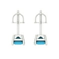 thumbnail image 4 of 14K Solid Gold Screw Back Stud Earrings for Women | 0.5 cttw Princess Cut Simulated Turquoise | White Gold, 4 of 5