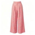 thumbnail image 5 of Maplenight Womens Plaid Pants Wide Leg Elastic High Waist Pleated Casual Pants Summer Vacation Office Trousers with Pockets, 5 of 6