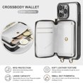 thumbnail image 3 of Ancove for iPhone 15 Wallet Case with Detachable Shoulder Strap & Wrist Strap,PU Leather RFID Blocking Card Slots Kickstand Zipper Purse Crossbody Case Cover for ,White, 3 of 6