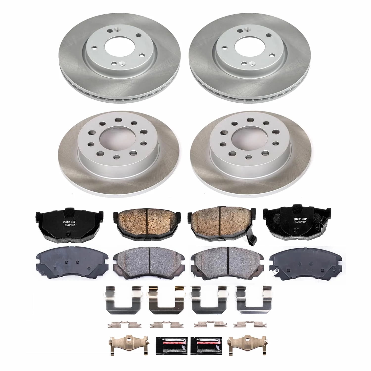 PowerStop Front and Rear Semi-Coated Rotor and Low-Dust Ceramic Brake Pad Kit SC166