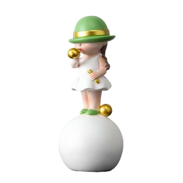 Escultura de resina adorable, pieza decorativa moderna con forma de personaje de dibujos animados A_Girl_Green