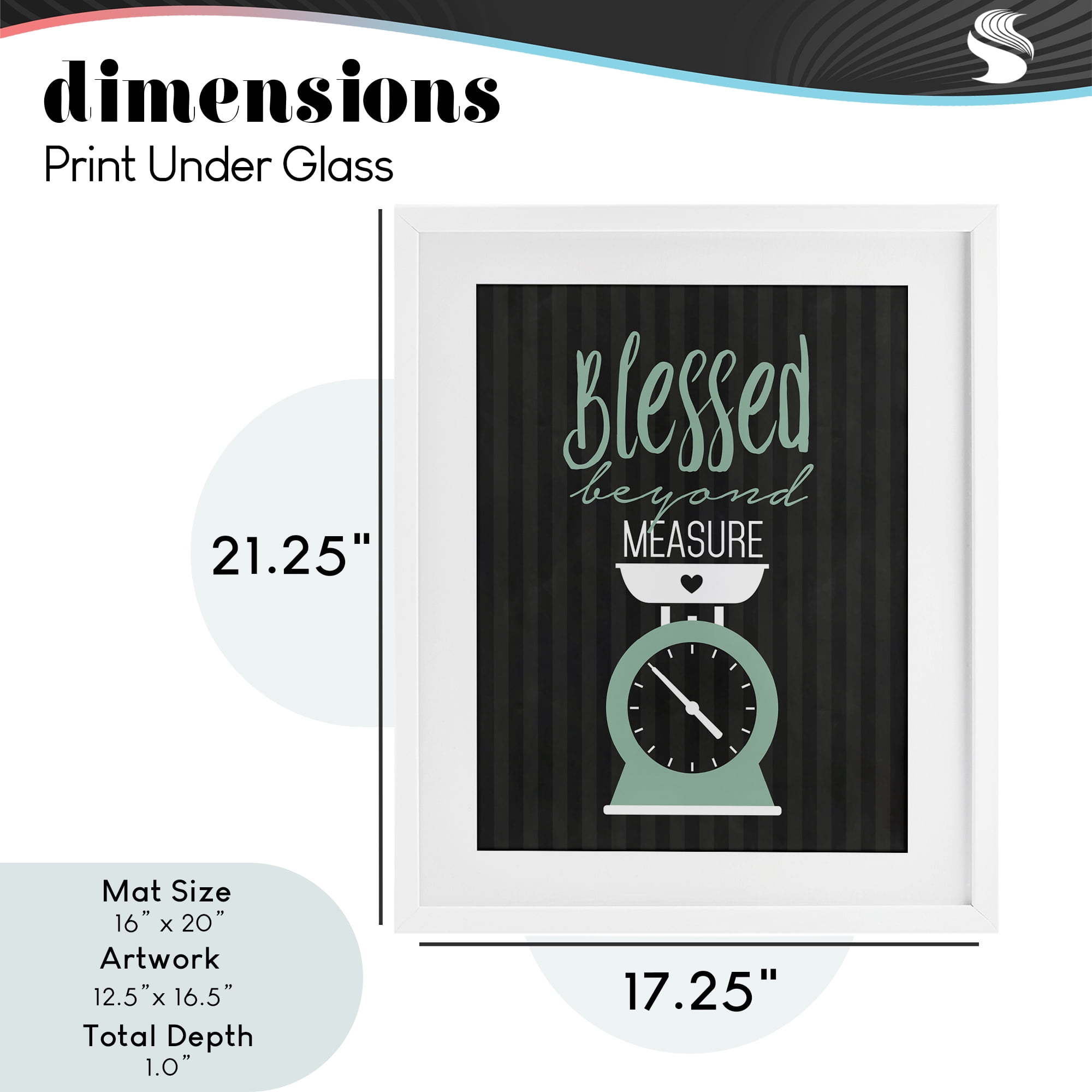 Blessed Beyond Measure Scale White Framed Print Under Glass, design by Lettered and Lined
