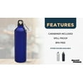 thumbnail image 2 of Aluminum Water Bottles with Carabiner 24 oz. Set of 10, Bulk Pack - Perfect for Gym, Hiking, Camping, Running, Mountain Bike, Outdoor Sports - Met Blue, 2 of 5