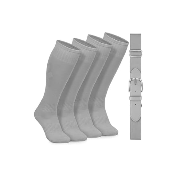 Eryueer2 Pairs Baseball Socks and Belt Cotton Adjustable Youth Baseball Softball Socks Belt for Boys Girls