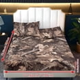 thumbnail image 6 of ZIATUBLES 3 Pcs Soft Polyester Sheet Set, Full Size Bed Sets with 1 Fitted Sheet and 2 Pillowcases, Cooling Cozy All-Season Bedding Sheets, Autumn Leaf Camouflage Printed, 6 of 9