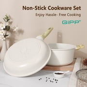 GIPP 22pcs Kitchen Cookware Sets, Ceramic Nonstick Pots and Pans Set,Dishwasher Safe Induction Cookware