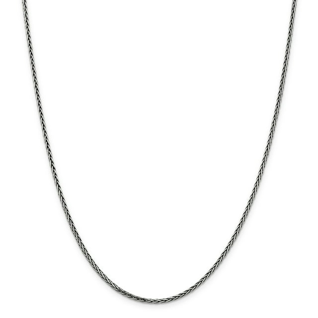 Sterling Silver Solid 2.22mm Antiqued Square Spiga Chain (Weight: 11.57 Grams, Length: 20 Inches)