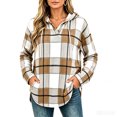 thumbnail image 2 of Hoodie for Women Long Sleeve Plaid Fall Winter Casual Sweatshirt Mid Length Drawstring Detail Relaxed Fit Stylish Everyday Sweatshirts, 2 of 10