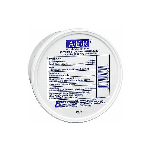 AER Pre-Moistened Witch Hazel Pads Relieves Itching & Burning, 40ct, 3-Pack