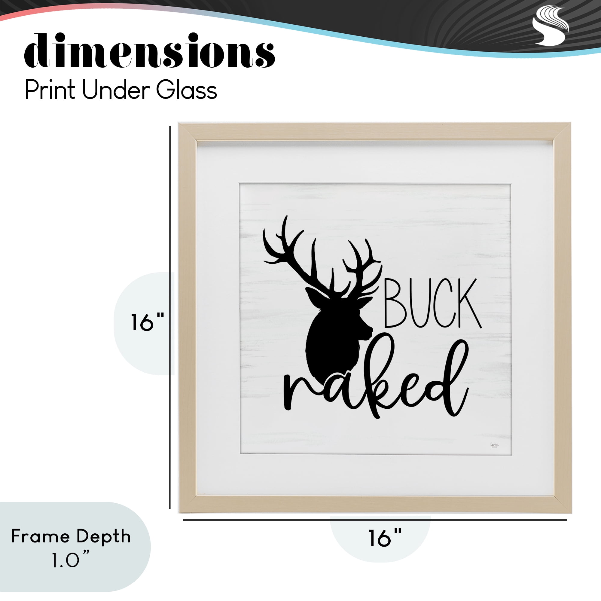 Stupell Industries Buck Naked Silhouette Birch Framed Print Under Glass, design by Lux + Me Designs