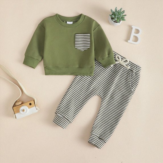 Xudanell Baby Boy Outfits Splicing Outfits 6 12 18 24 Months 2T 3T Toddler Boy Clothes Pocket Top Stretch Pants Suit