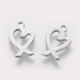 thumbnail image 2 of 10pcs 10Pcs 201 Stainless Steel Heart Ribbon Charms Heart Ribbon Jewelry Making Charms Stainless Steel Color Pendant Charm for Women DIY Necklace Bracelet Jewelry Craft Making 14x9x1.1mm Hole: 1.5mm, 2 of 2