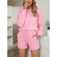 thumbnail image 1 of Topcobe Women' s Long Sleeve Solid Color Lounge Wear Set, S-3XL Pink, 1 of 7