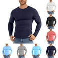 thumbnail image 2 of ZCFZJW Muscle Fit T-Shirts for Men Casual Stretchy Long Sleeve Basic Crewneck Pullover Tops Trendy Slim Fit Breathable Athletic Tees Shirt Light Blue S, 2 of 6