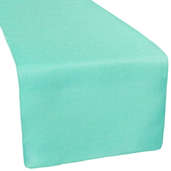 1 Pc, Faux Burlap Table Runner - Turquoise Teal For Wedding & Event Decor