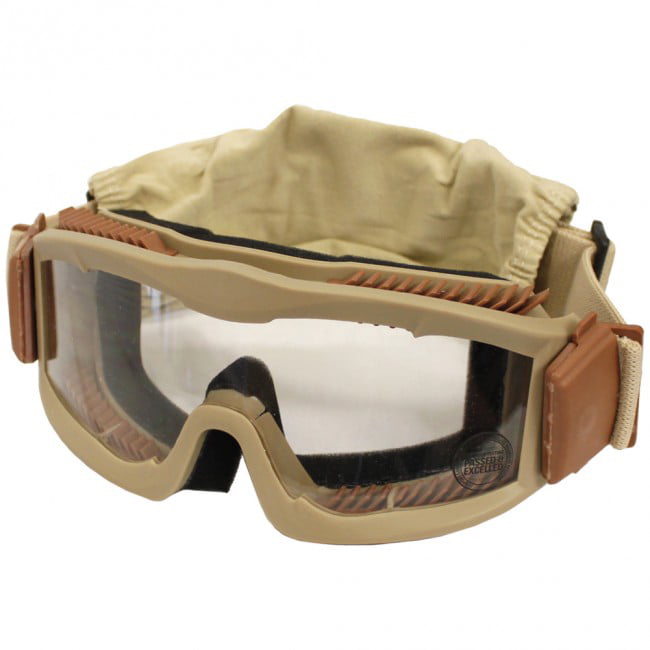 Lancer Tactical Stylized Vented Smoke Lens Airsoft Goggles TAN 