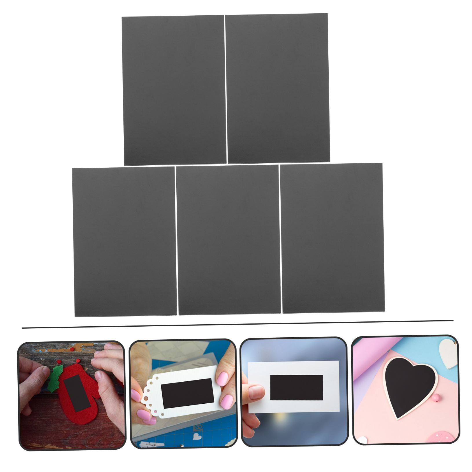 BESTYASH 5-Pack Flexible Magnetic Sheets Black Rubber Stickers for Kitchen Refrigerator Home Organization