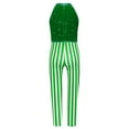 thumbnail image 5 of TiaoBug Kids Girls Christmas Candy Cane Sequined Dance Jumpsuits Gymnastics Dance Performance Unitard Green 14, 5 of 7