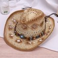 thumbnail image 3 of BRIGHTFUFU Western Cowboy Hat ancho de borde ancho Sombrero de actuación unisex Capas de vaquero de paja, 3 of 7