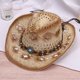 thumbnail image 3 of BRIGHTFUFU Western Cowboy Hat ancho de borde ancho Sombrero de actuación unisex Capas de vaquero de paja, 3 of 7