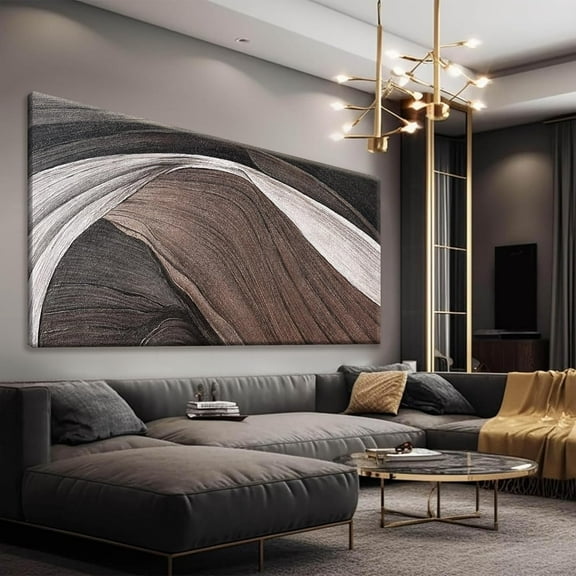 WFSposterAbstract Wall Art Brown Canvas Art Wall Decor Artwork Abstract Wall Decor Modern Minimalist Decor Canvas Painting Black And White Bathroom Bedroom Office