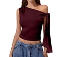 thumbnail image 2 of Ashirexll Débardeurs pour Femmes Mode Décontractée Couleur Unie Sans Manches Col Incliné Blouses Tops d'Été, 2 of 5