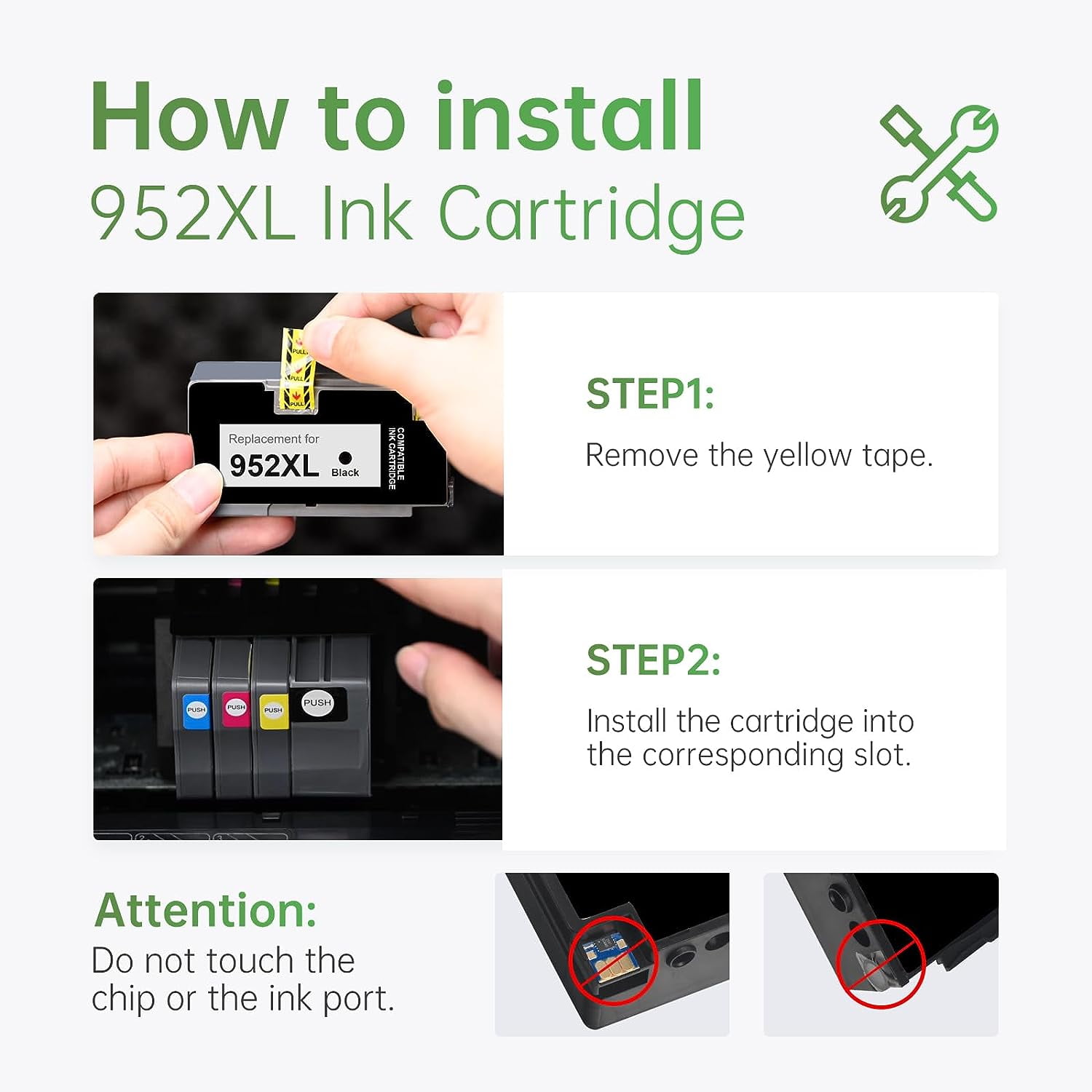 952XL Ink Cartridges Compatible for HP 952 Ink Cartridges Combo Pack (Black Cyan Magenta Yellow)