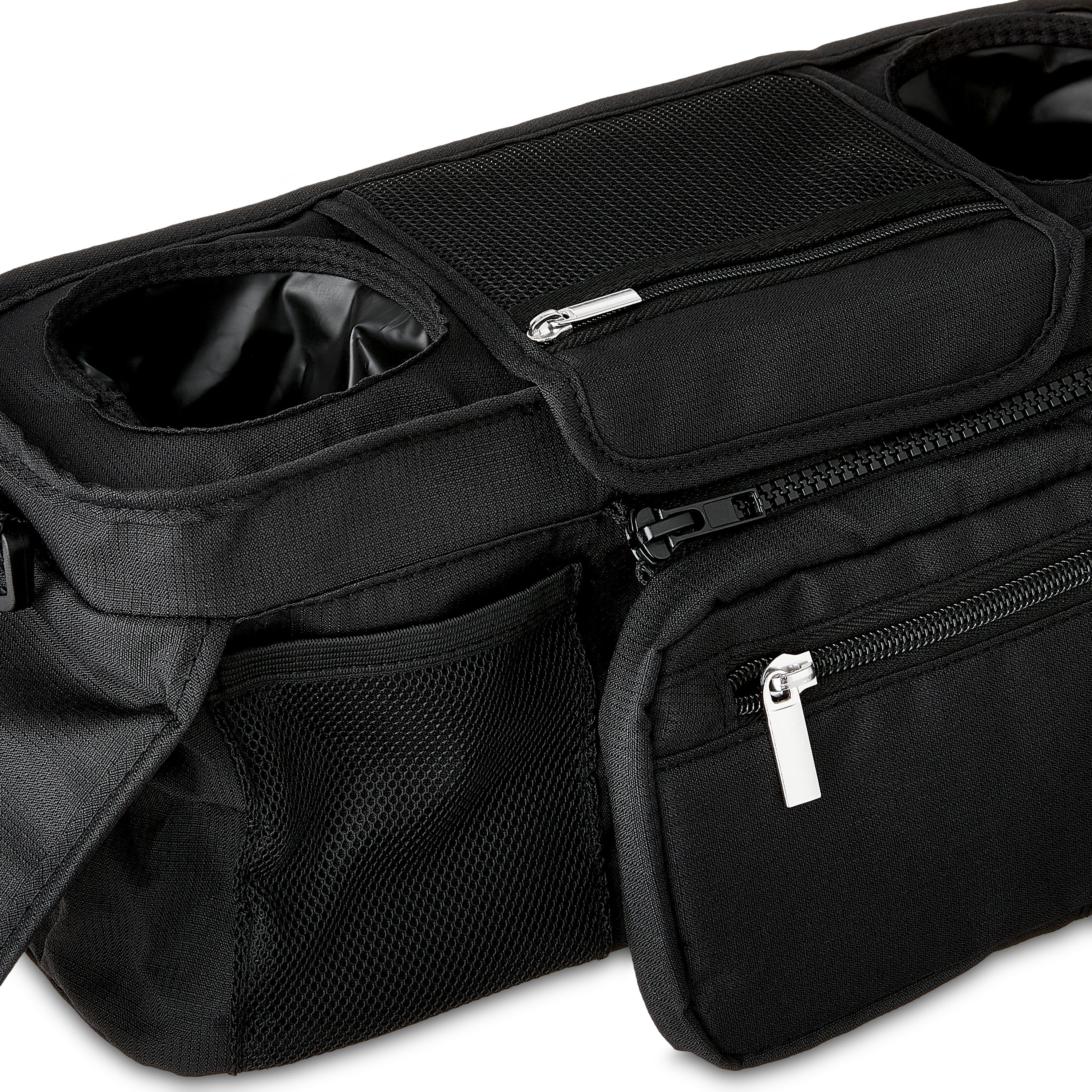 Parent's Choice Deluxe Stroller Organizer with Multi-Functional Pockets, Compact Black Design