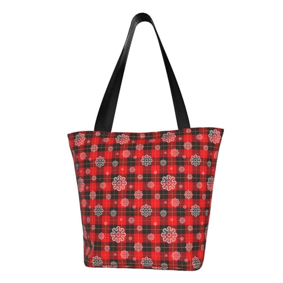 Easygdp Snowflakes On A Buffalo Plaid Shoulder Bags for Women,Crossbody Bags Shoulder Purse Handbag for Women
