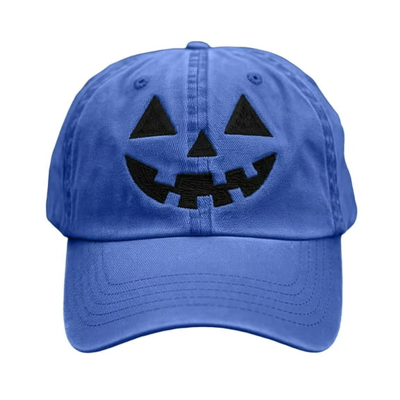 GBSYEWXS Men Baseball Cap Washed Distressed Pumpkin Print Blue Hat All-Season