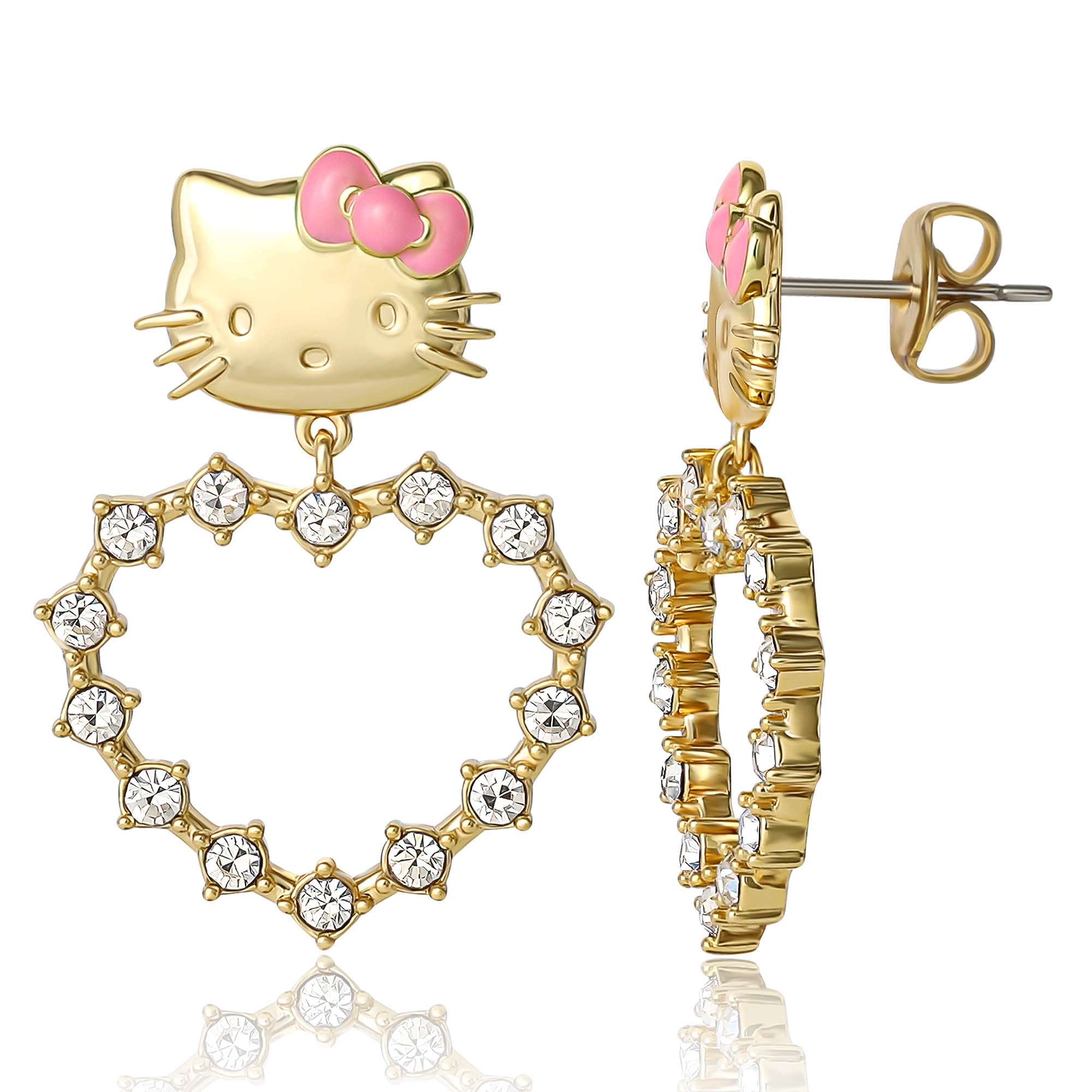 Sanrio Hello Kitty Heart Dangle Stud Earrings