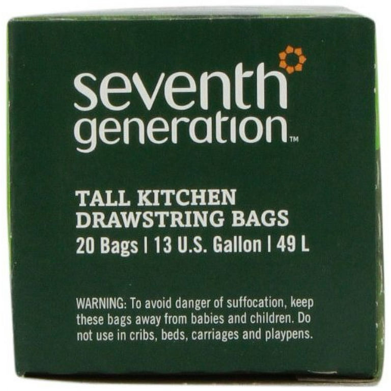 Seventh Generation 13 Gal Tall Kitchen Drawstring Trash Bags
