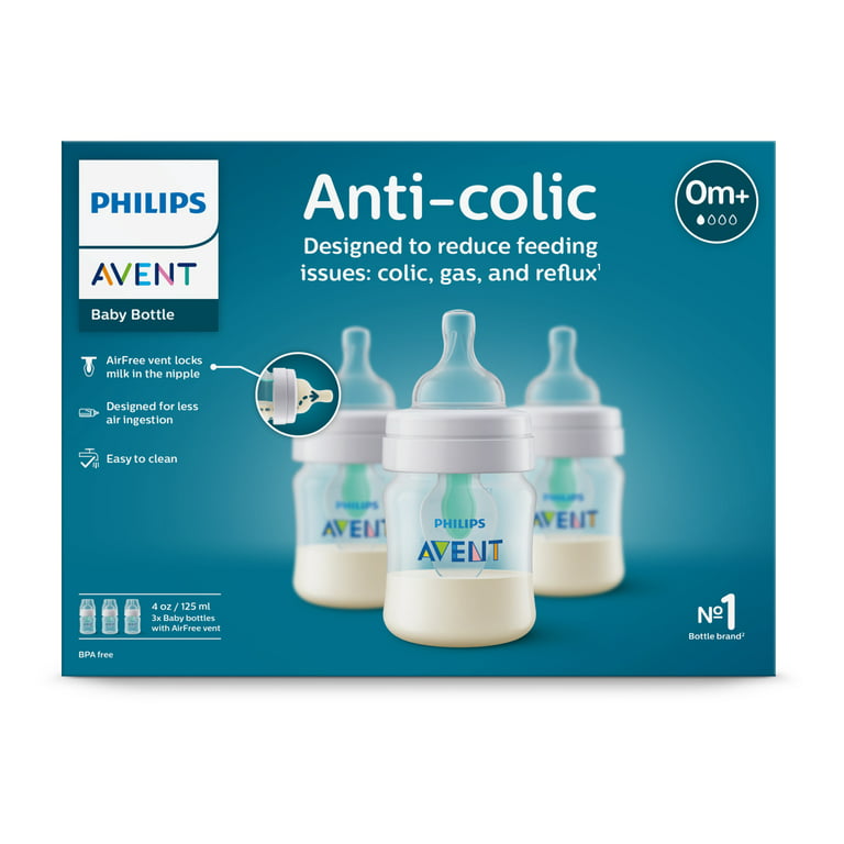 Avent - 3pk Anti-Colic Bottle with Airfree Vent, 4oz, Clear