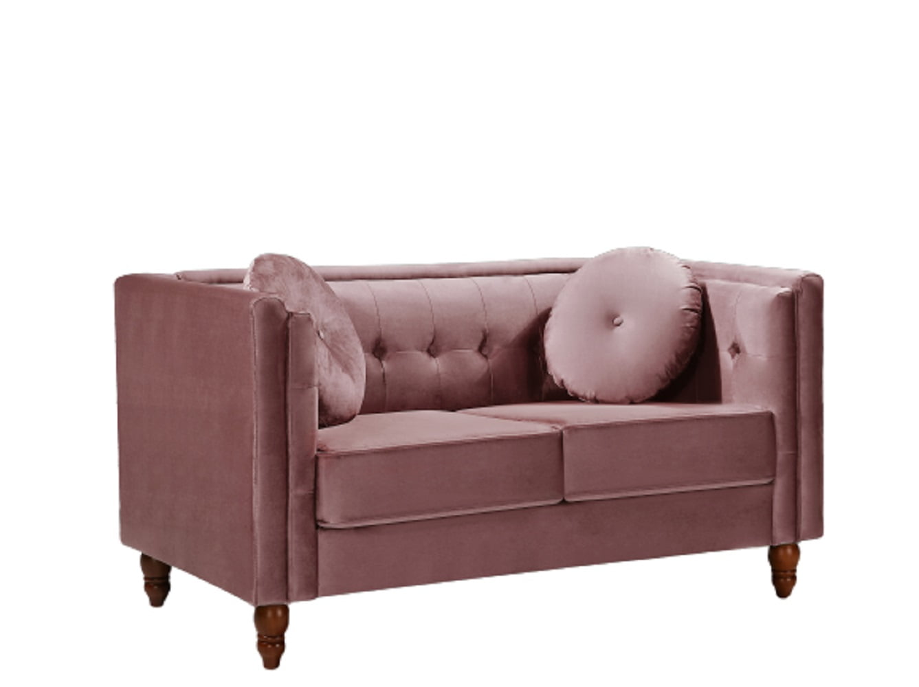 Uspridefurniture Velvet  Loveseat, Removable Seat Cushions, Rose