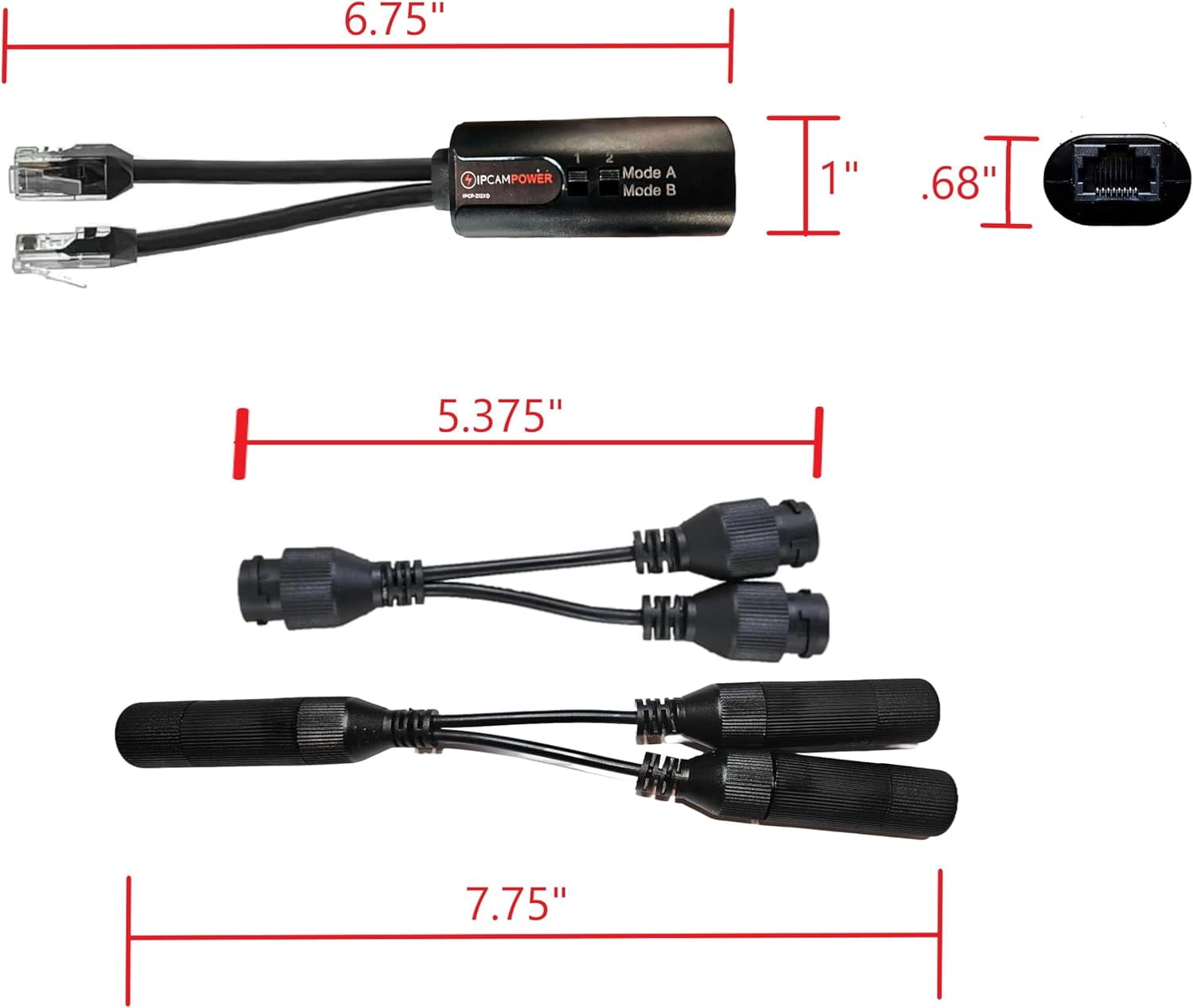 POE Splitter 2-in-1 Network Cabling Connector Three-way RJ45 Connector For Security Camera Install - Foto 7