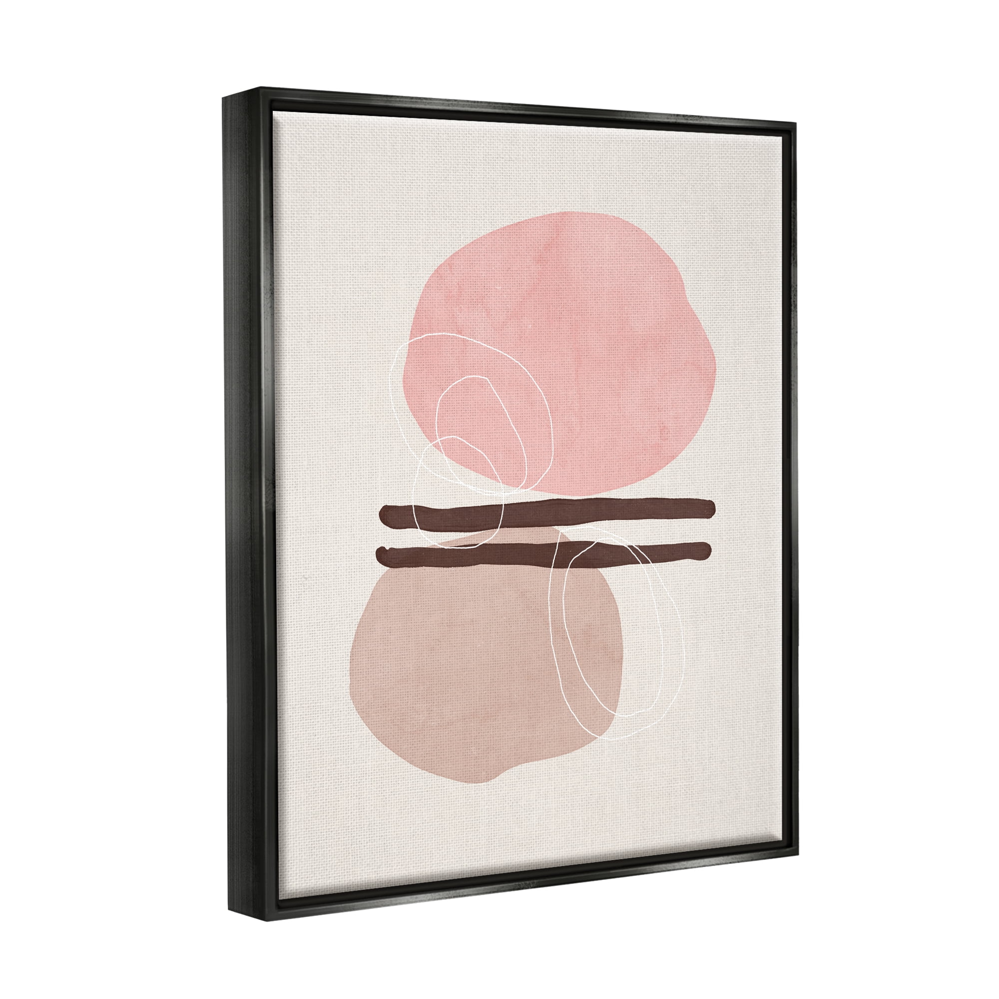 Stupell Pastel Pink Geometric Shapes Abstract Painting Black Floater Framed Art Print Wall Art