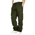 thumbnail image 2 of Men Breathable Athletic Cargo Jogger Pants Drawstring Elastic Waist Loose Fit Sweatpants Multi Cargo Pockets Casual Outdoor Walking Trousers XL, 2 of 8