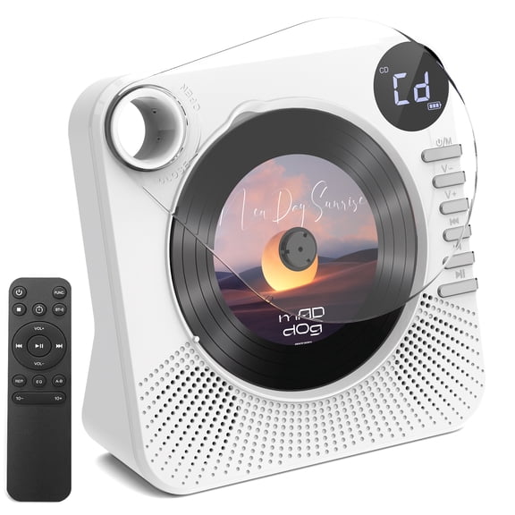 Desktop CD Player Bluetooth with HiFi Dual Speaker, CD Player for Home with Remote Control,Dust Cover,LCD Display,Sleep Timer,EQ Sound,USB/AUX/3.5mm Earphone Jack for Home,Kids,Gift
